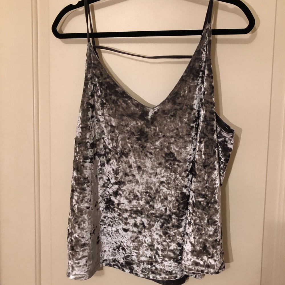 AMERICAN EAGLE Cropped Gray Velvet Tank XXL
